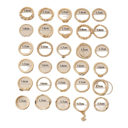 Boho-Chique Ringen Set van 30 Stuks Verkrijgbaar in Het Goud & Zilver