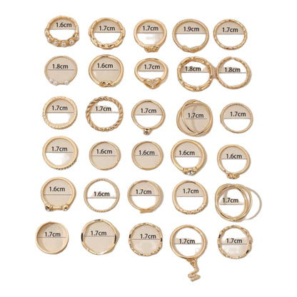 Boho-Chique Ringen Set van 30 Stuks Verkrijgbaar in Het Goud & Zilver