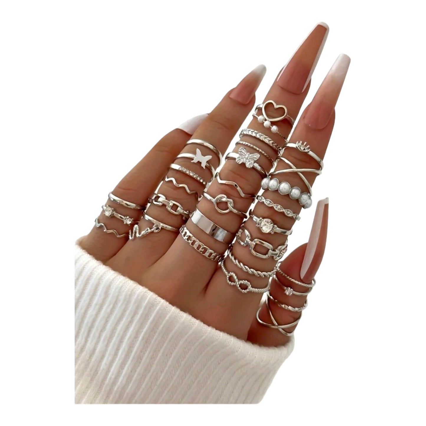 Boho-Chique Ringen Set van 30 Stuks Verkrijgbaar in Het Goud & Zilver