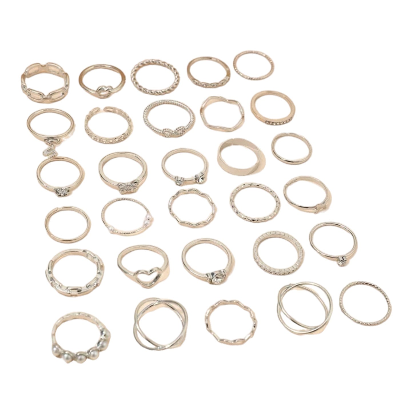 Boho-Chique Ringen Set van 30 Stuks Verkrijgbaar in Het Goud & Zilver
