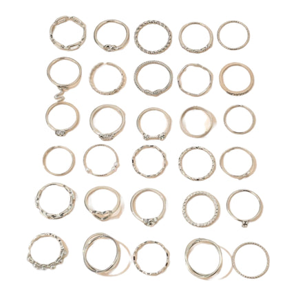 Boho-Chique Ringen Set van 30 Stuks Verkrijgbaar in Het Goud & Zilver