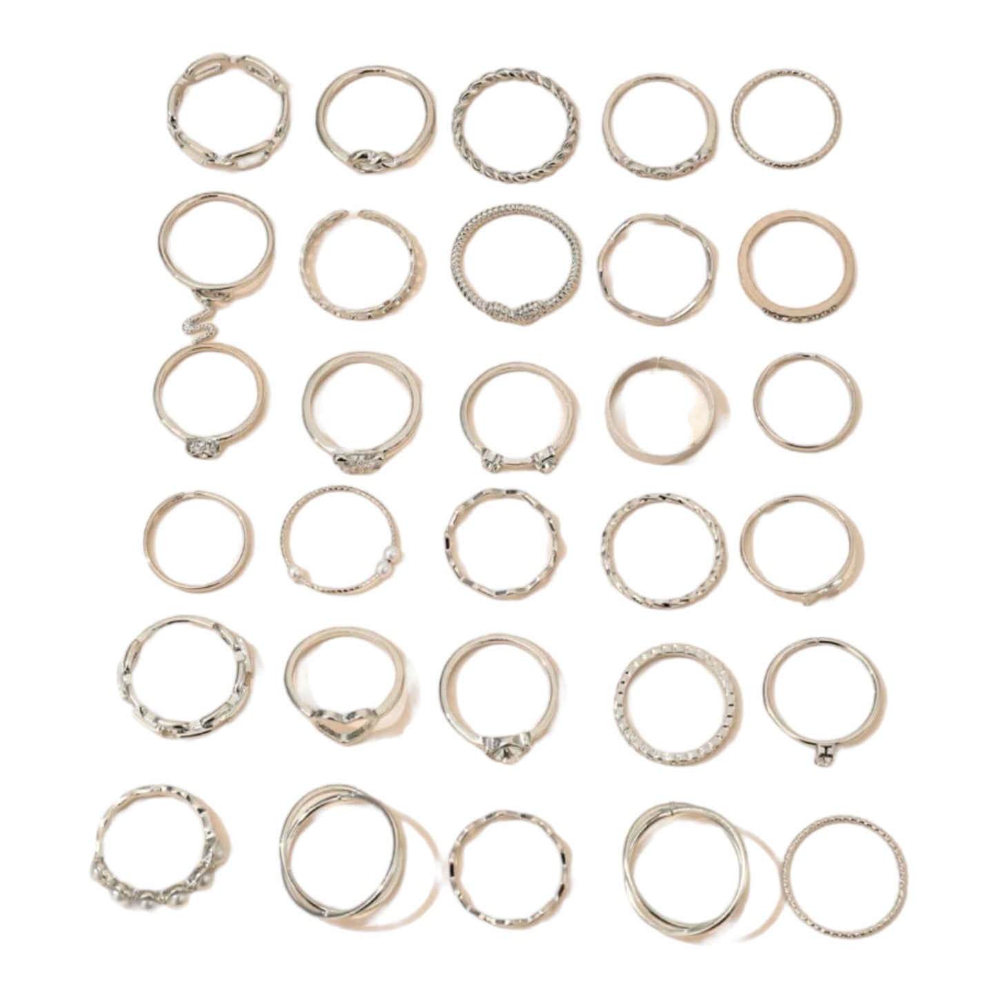 Boho-Chique Ringen Set van 30 Stuks Verkrijgbaar in Het Goud & Zilver