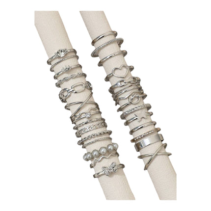 Boho-Chique Ringen Set van 30 Stuks Verkrijgbaar in Het Goud & Zilver