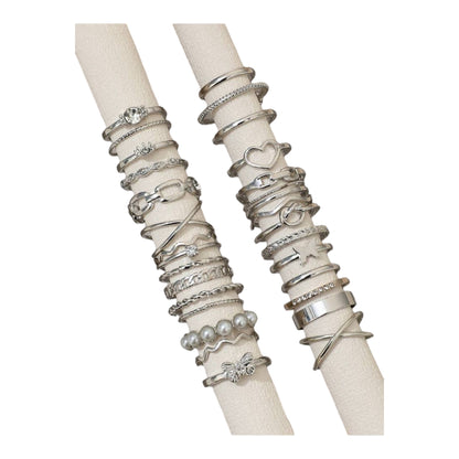 Boho-Chique Ringen Set van 30 Stuks Verkrijgbaar in Het Goud & Zilver