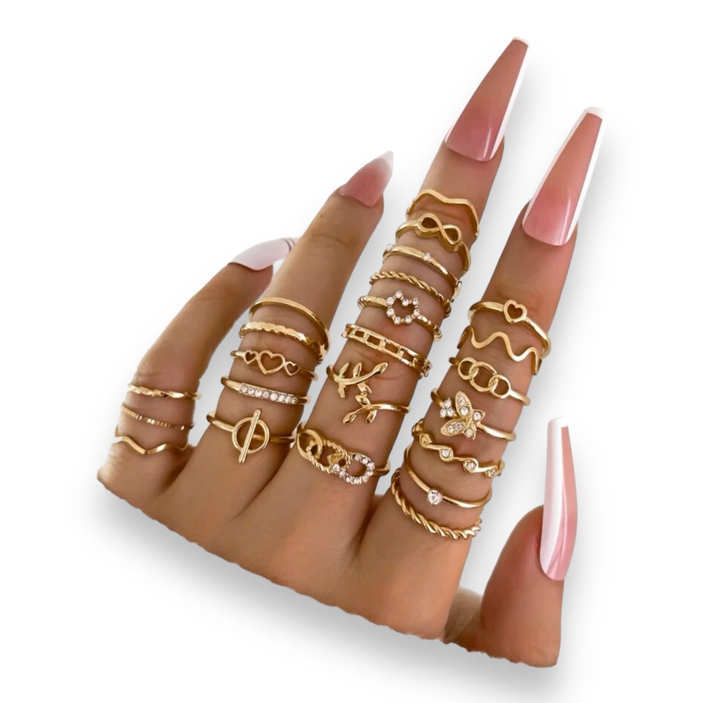 Boho-Chic Rings Set of 23 Pieces Available in Gold &amp; Silver 