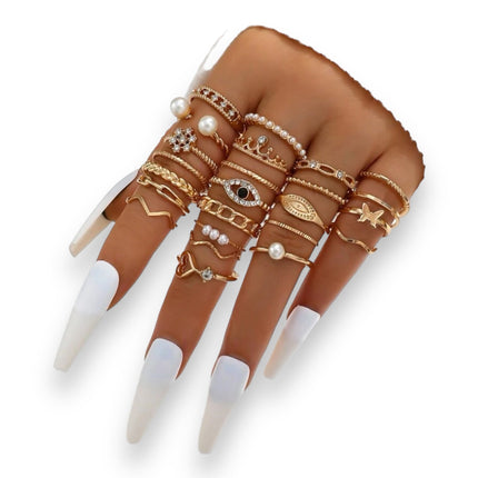 Boho-Chique Ringen Set van 24 Stuks Verkijgbaar in Het Goud & Zilver