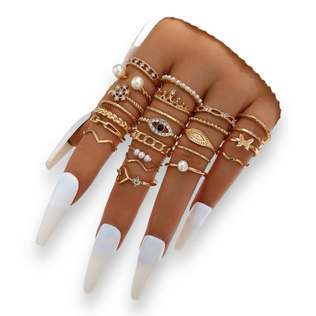 Boho-Chique Ringen Set van 24 Stuks Verkijgbaar in Het Goud & Zilver