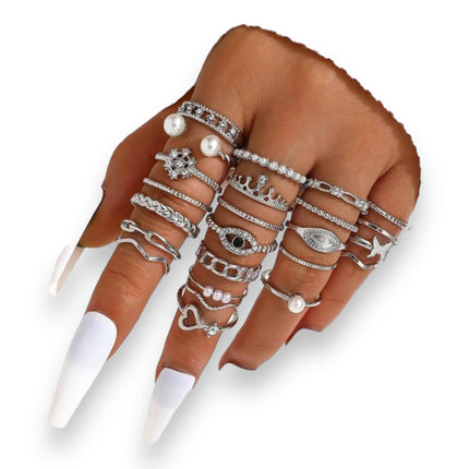 Boho-Chique Ringen Set van 24 Stuks Verkijgbaar in Het Goud & Zilver