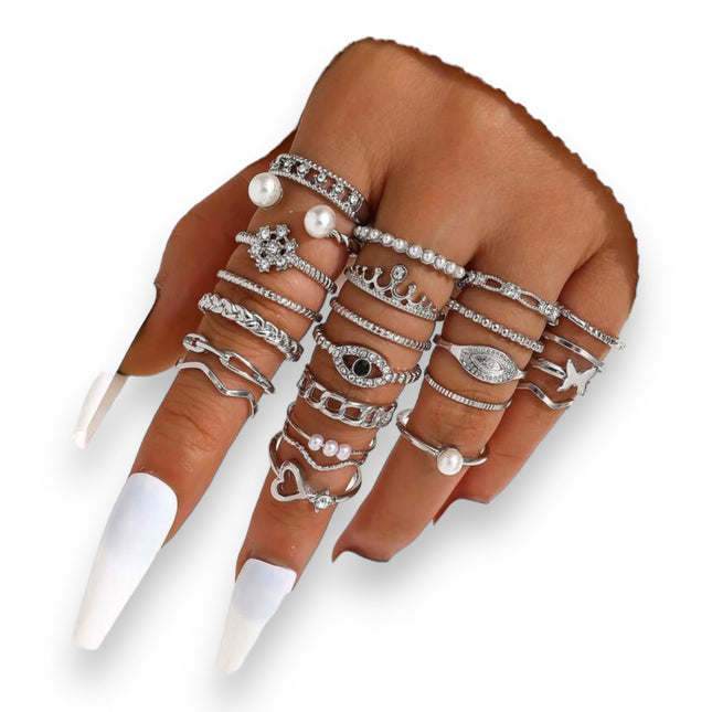 Boho-Chique Ringen Set van 24 Stuks Verkijgbaar in Het Goud & Zilver
