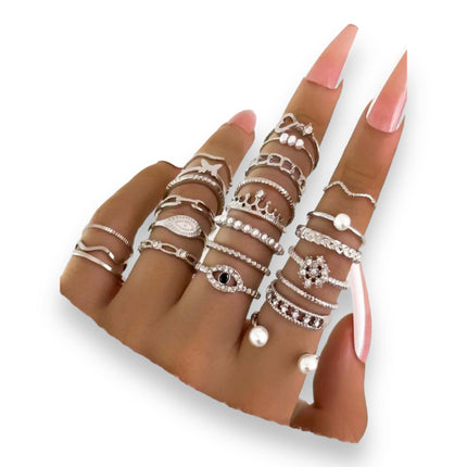 Boho-Chique Ringen Set van 24 Stuks Verkijgbaar in Het Goud & Zilver