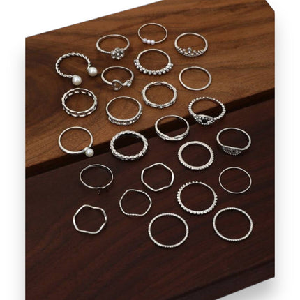 Boho-Chique Ringen Set van 24 Stuks Verkijgbaar in Het Goud & Zilver