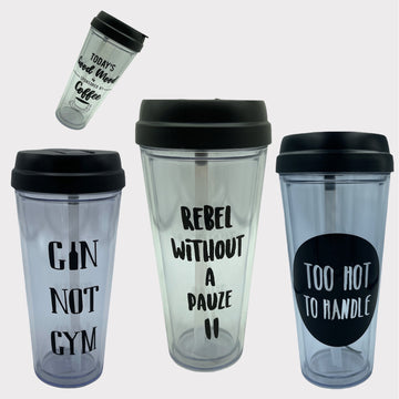 Herbruikbare Beker 500 ml met Tekst - Hard Plastic