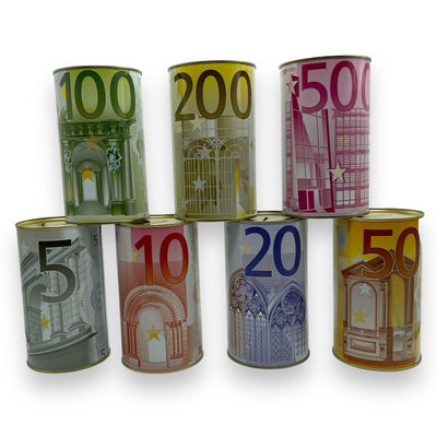 Spaarpot Euro Motief 17 cm - Wit Aluminium