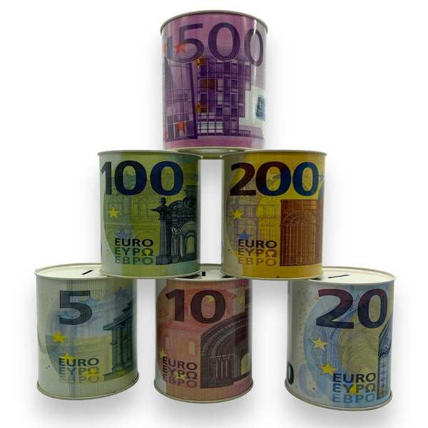 Spaarpot Euro Motief 12 cm - Wit Aluminium