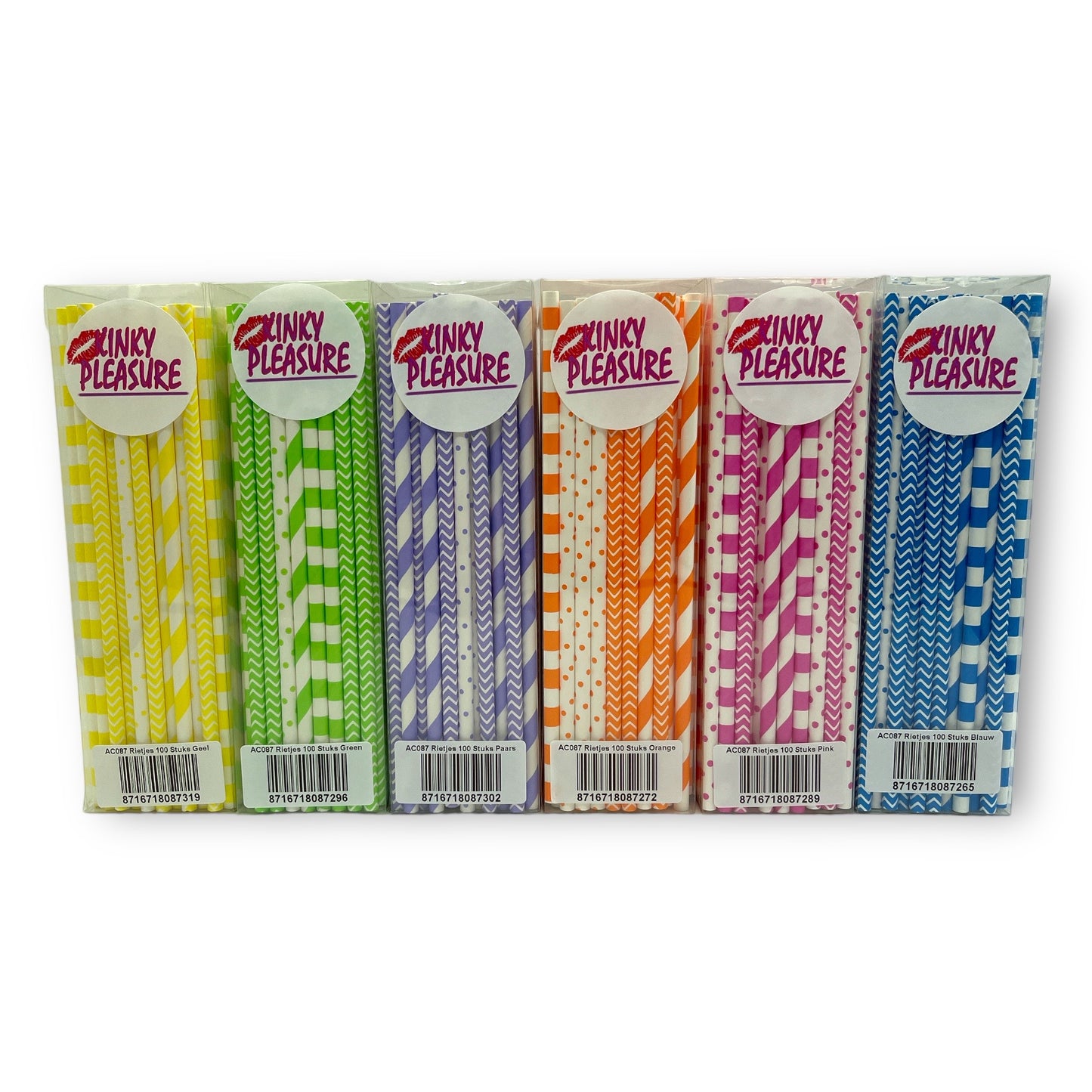Papieren Rietjes 100 Stuks 6 Kleuren 20,5 cm