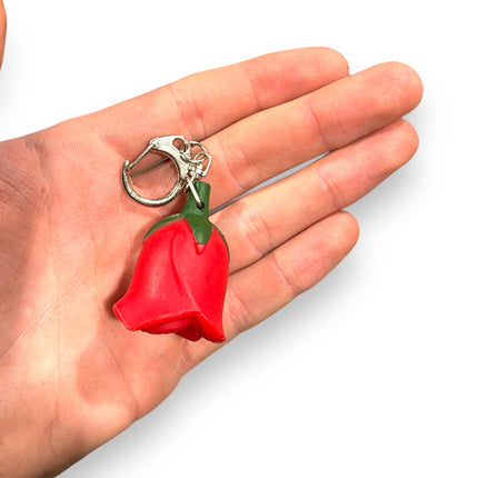 Sleutelhanger Roos met Licht en Geluid "I Love You" - Rood