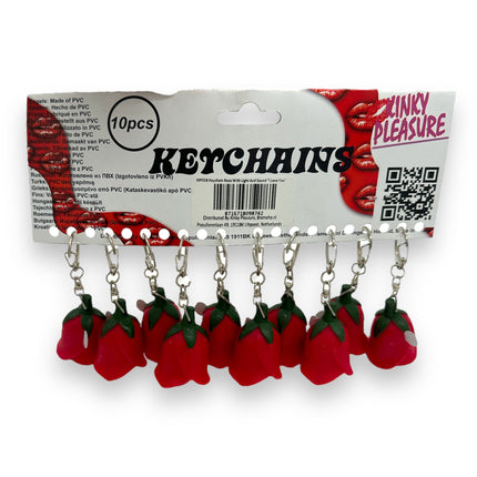 Sleutelhanger Roos met Licht en Geluid "I Love You" - Rood