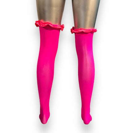 Stockings With Bow in Neon Pink - Available in 2 Sizes 