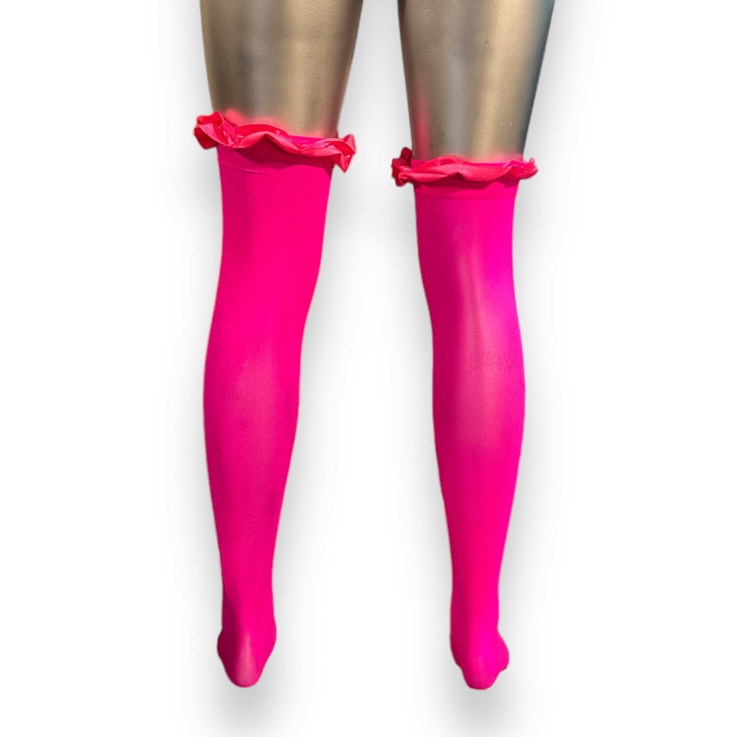 Stockings With Bow in Neon Pink - Available in 2 Sizes 