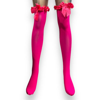 Kousen met Strikje Neon Roze - 2 maten