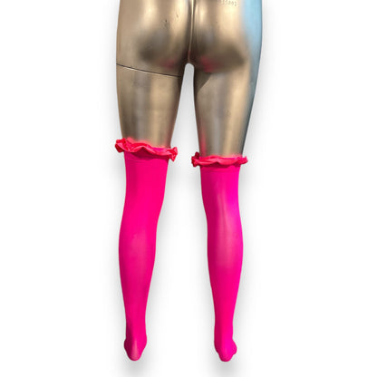 Stockings With Bow in Neon Pink - Available in 2 Sizes 