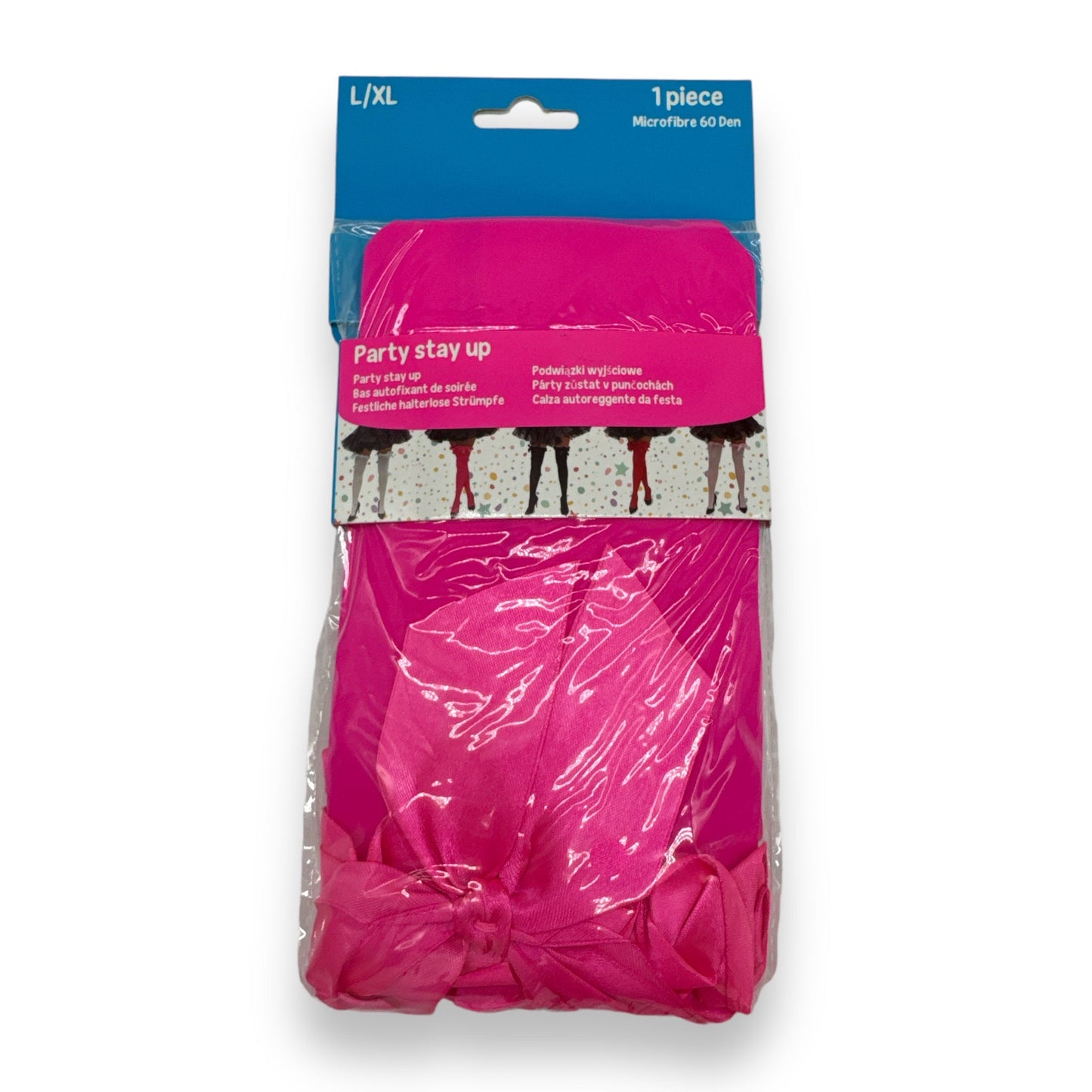 Stockings With Bow in Neon Pink - Available in 2 Sizes 