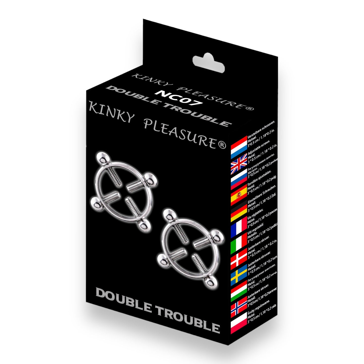 Double Trouble - Kinky Clamps - Zware Versie - Nipple Clamps - Stijlvolle Kleurdoos