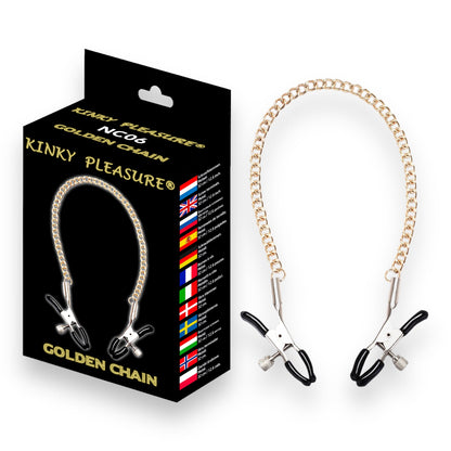 Golden Chain - Kinky Clamps - Zware Versie - Nipple Clamps - Stijlvolle Kleurdoos