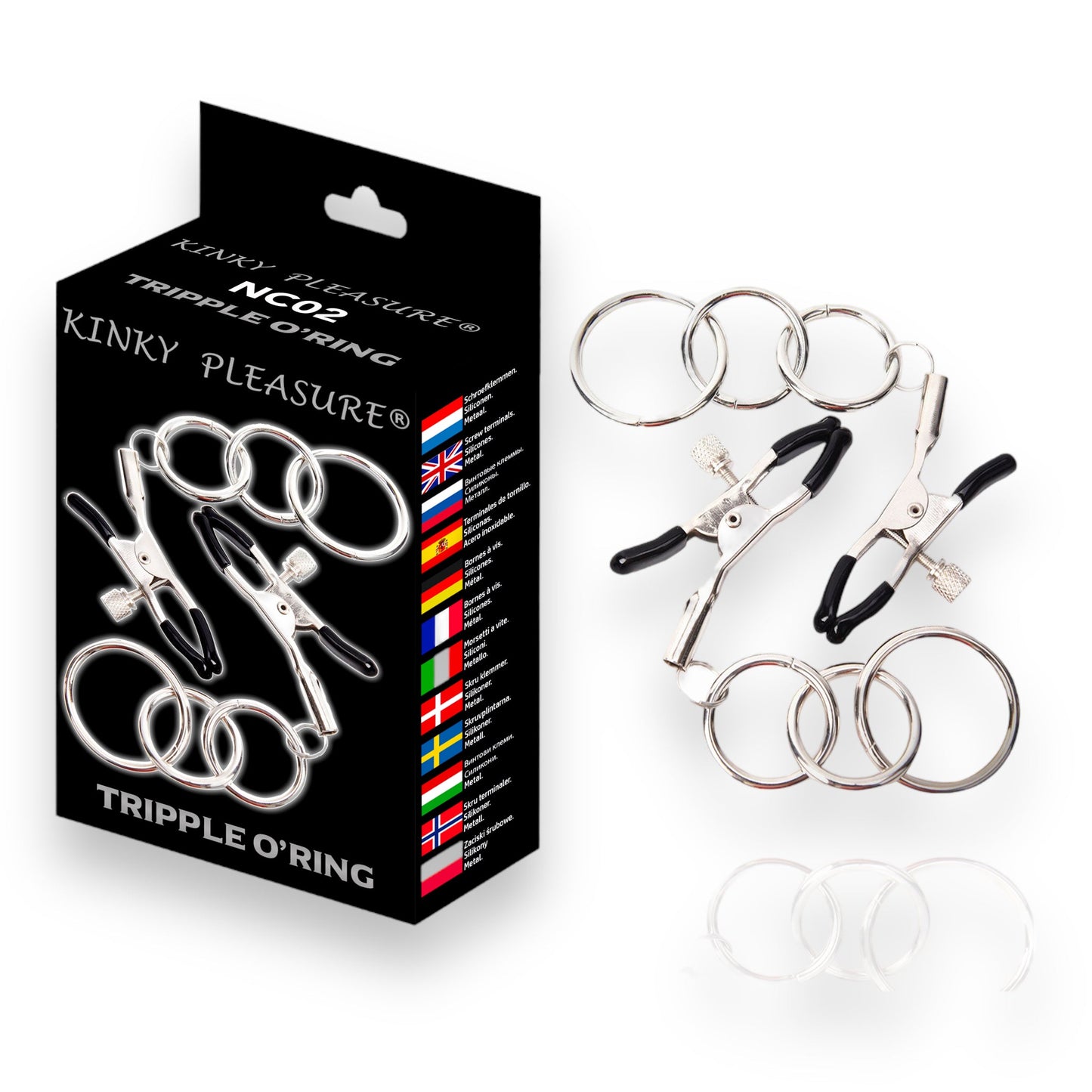 Tripple O'Ring - Kinky Clamps - Zware Versie - Nipple Clamps - Stijlvolle Kleurdoos