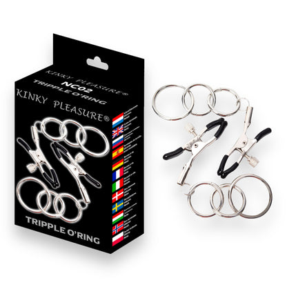 Tripple O'Ring - Kinky Clamps - Heavy Version - Nipple Clamps - Stylish Color Box 