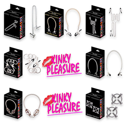Kinky Pleasure - Nipple Clamps - 7 Models - All in Luxury Colorful Box - All Models 1x - 7 Pieces 