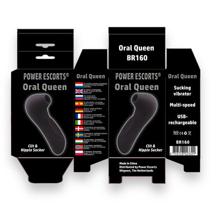 Power Escorts - BR160 - Oral Queen Air Sucker- Waterproof - Oral Sucker - Clitoral Stimulator/Massager - 10 Modes - 3 Colours