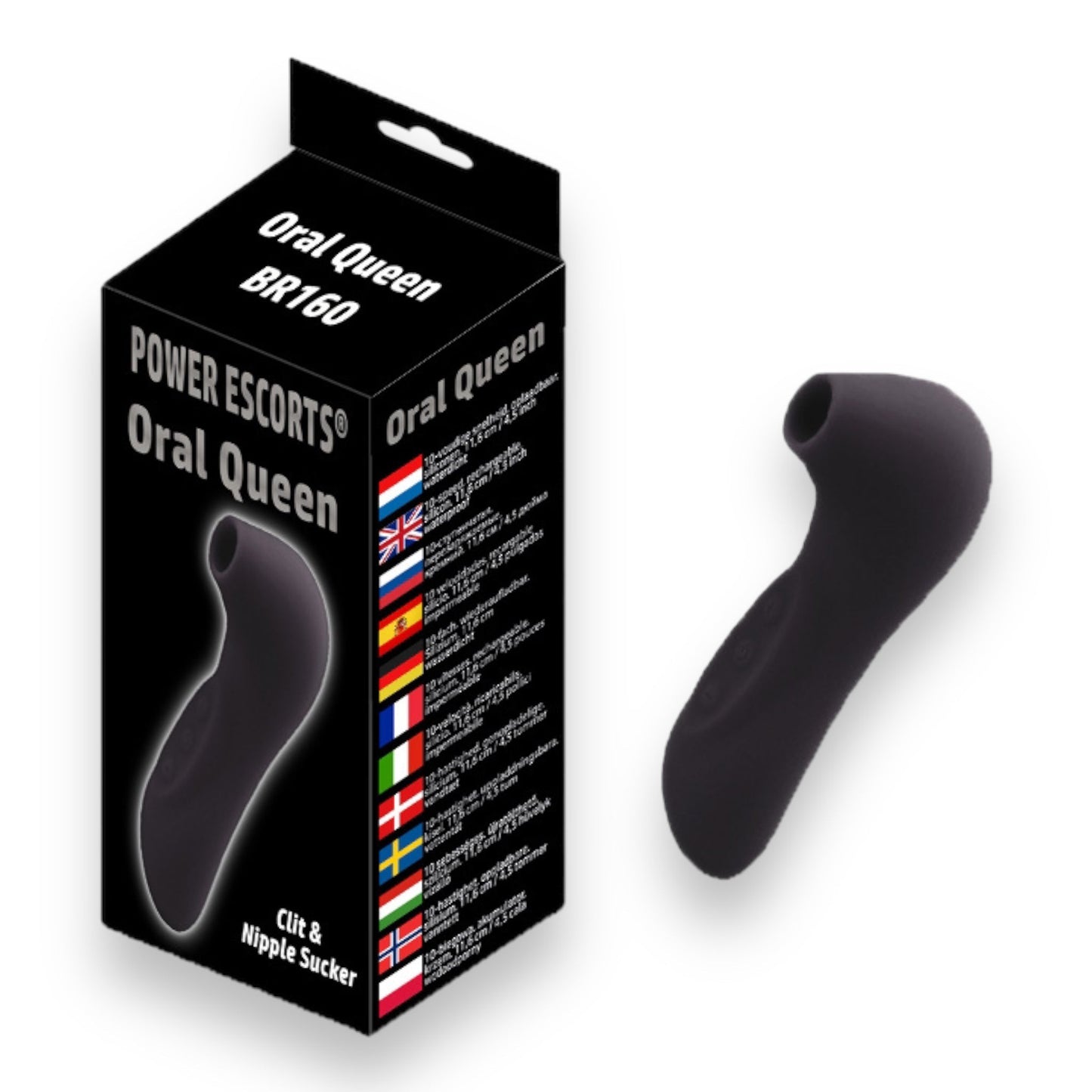 Power Escorts - BR160 - Oral Queen Air Sucker- Waterproof - Oral Sucker - Clitoral Stimulator/Massager - 10 Modes - 3 Colours