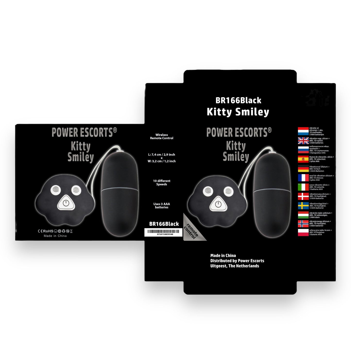 Power Escorts - BR166 - Kitty Smiley - Remote egg - 10 function - 2 Colors