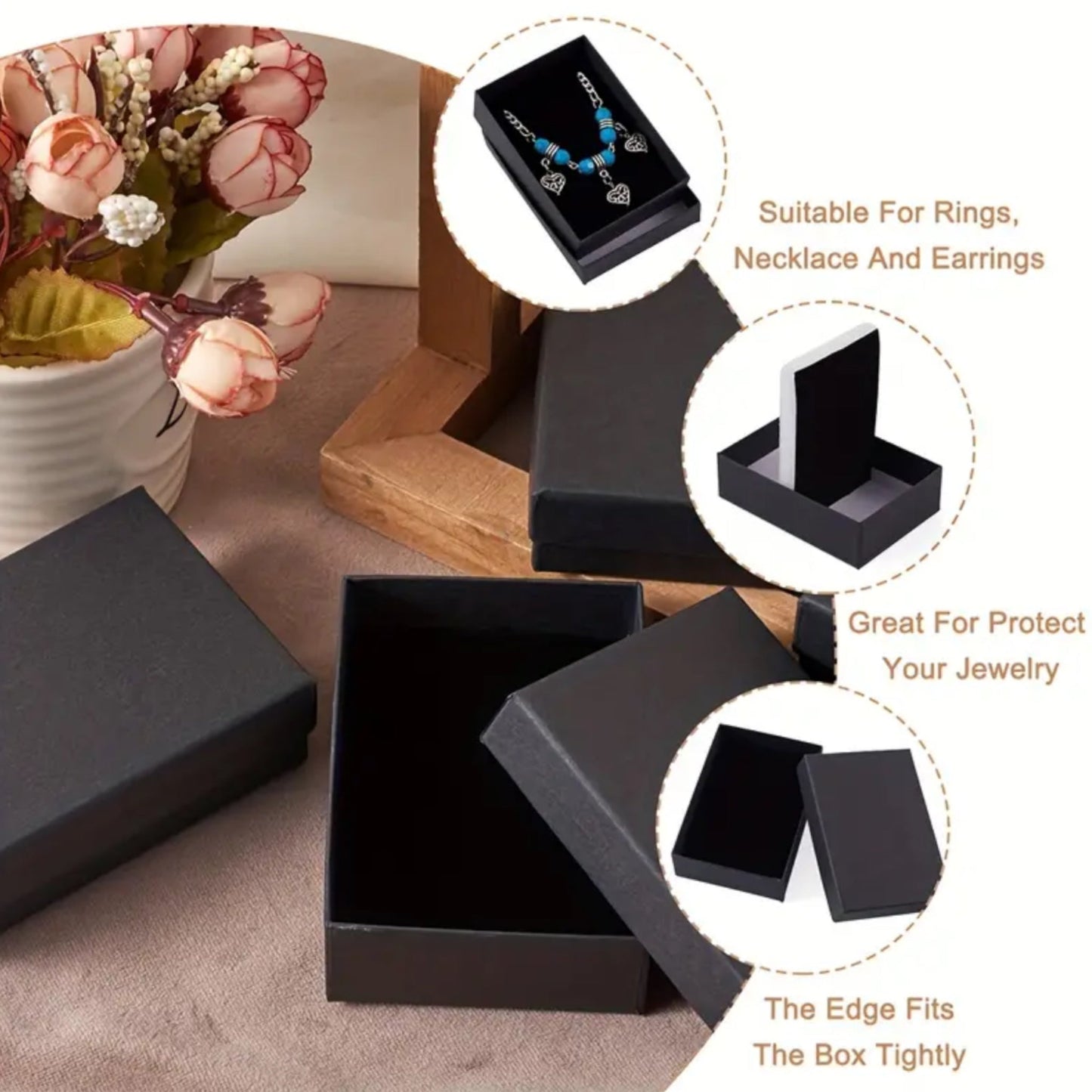 Elegant Black Jewelry Box - 9 x 6.50 x 2.8 cm