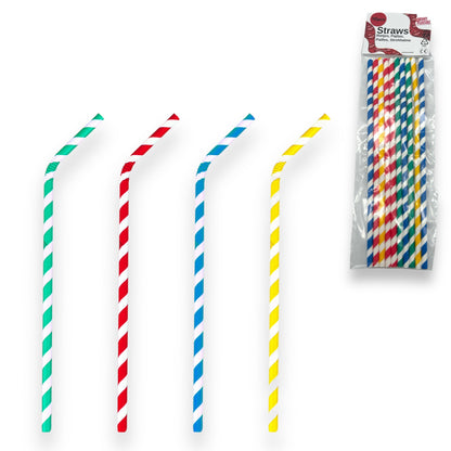 Buigzame Gekleurde Papieren Rietjes - 220x6mm - 10-Pack