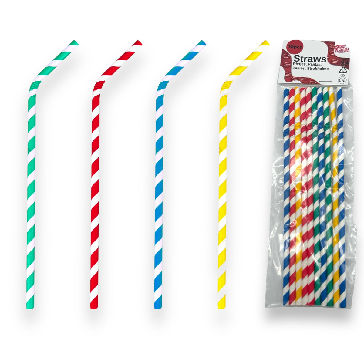 Papieren Rietjes Buigzaam Roze 220x6 mm - 10 stuks