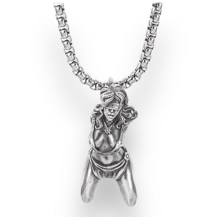 Zilveren Hanger Ketting - Verleidelijke Bondage Kunst