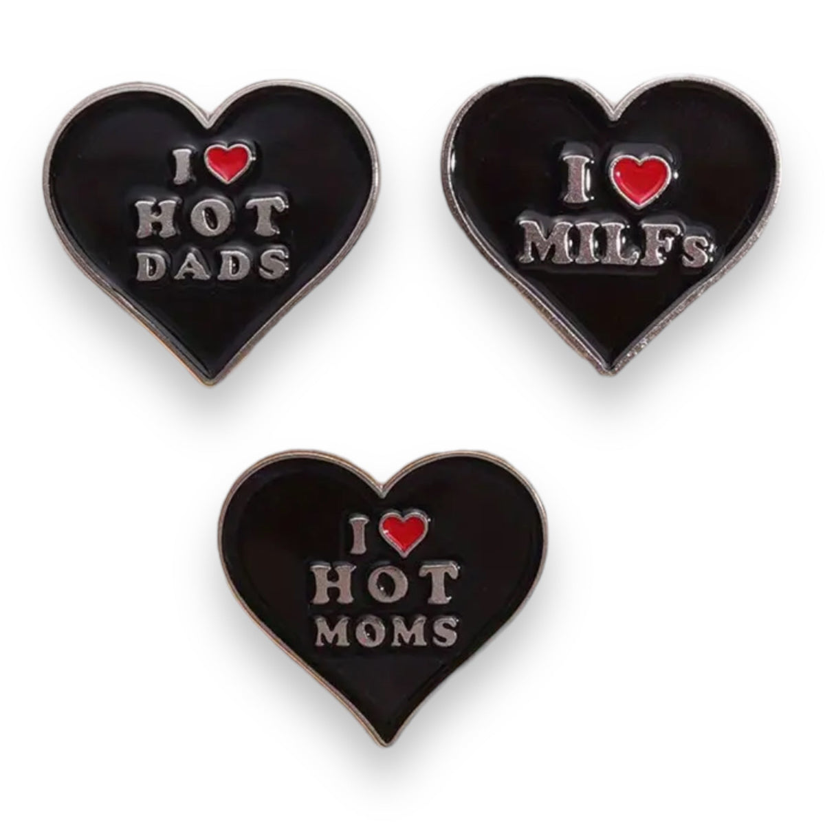 Buttons I Love Hot Milfs, Dads en Moms - 3 modellen