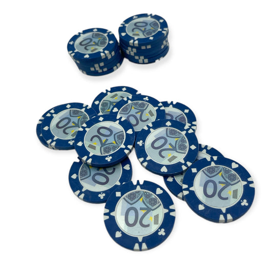 Enhance your poker nights with this set of poker chips in 6 different models, 25 pieces 