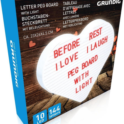 Grundig Hartvormige LED Lamp met 144 Letters - Romantische Sfeerverlichting met 10 LED Lampjes en Ophangmogelijkheid