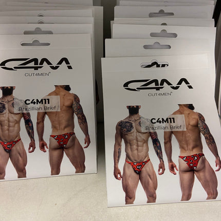 CUT4MEN - C4M11 - Brazilian Brief Men Underwear - Hearts Design - 4 Sizes - 1 Piece