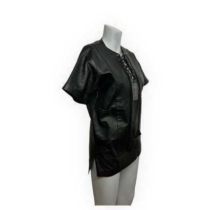 Fashion World - leather shirt with strings -  Size XL - LL146
