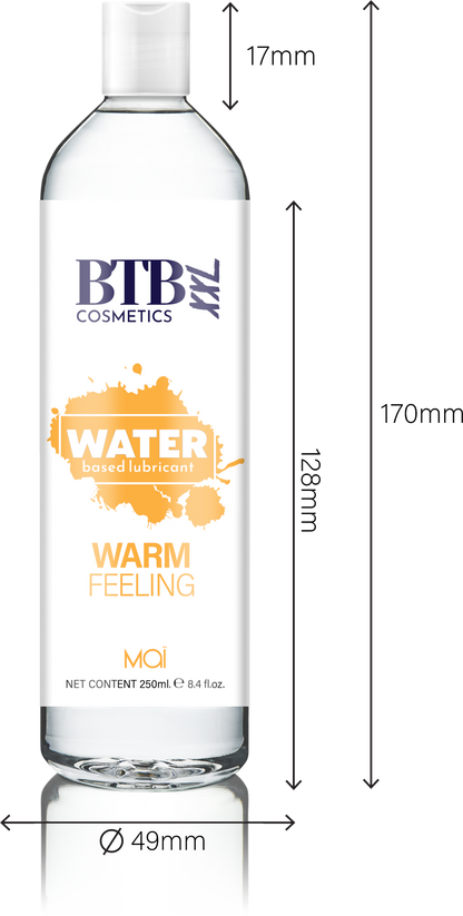 BTB Cosmetics Vegan Warm Feeling Water Based Lubricant XL 250 ML - LT2413