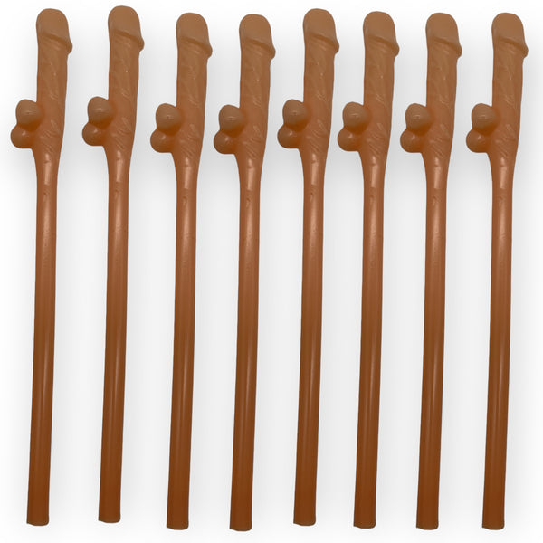 Trinkhalme in Penisform Beige - 10 Stück