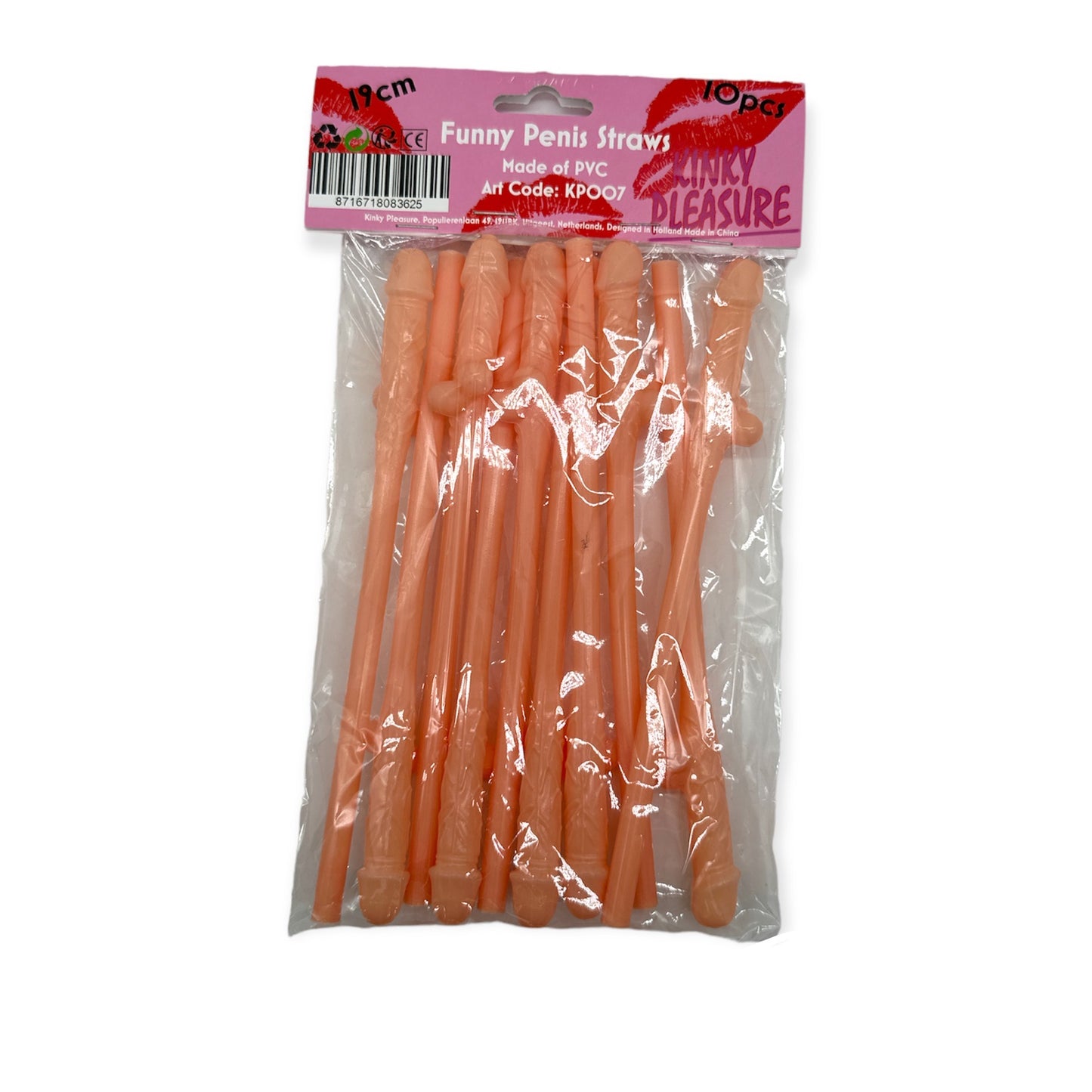Pleasure Cock Straws - Set of 10 in Beige - Kinky Pleasure