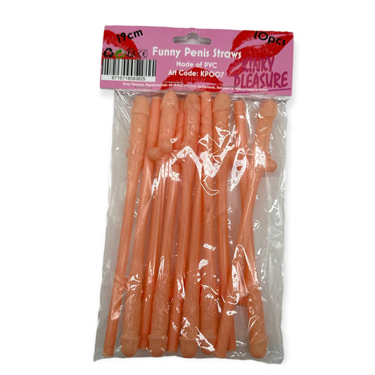 Penis Straws 10 pieces - 7 Colors