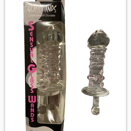 Glas Wands Glas Dildo / Plug - Helder met Roos