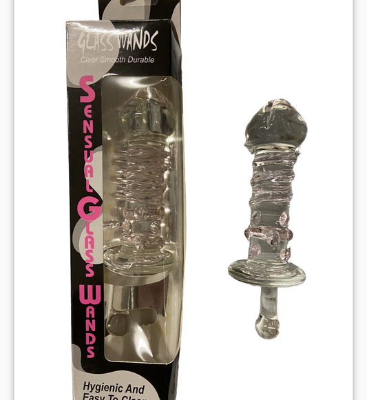 Glass Wands Glass Dildo / Plug - Clear with Rose