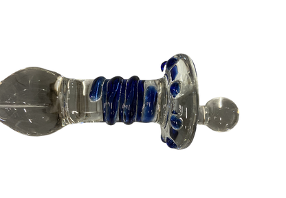 Glass Wands Glass Dildo / Plug - Clear with Blue Ridge